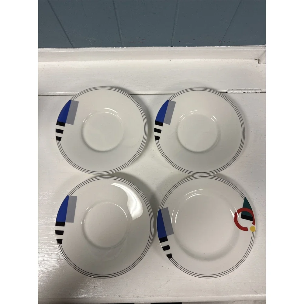 Set of 4 Mikasa Maxima HIGH SPIRITS Super Strong China Saucers 6.5